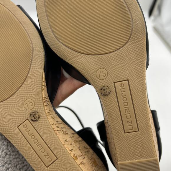 Liz Claiborne Womens Octavia Wedge Sandals Black Size 7.5M - Picture 9 of 12